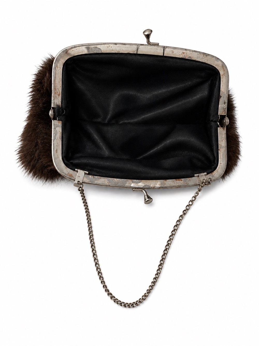 Vintage Fur Evening Clutch Handbag in Dark Brown - Picture 2 of 3